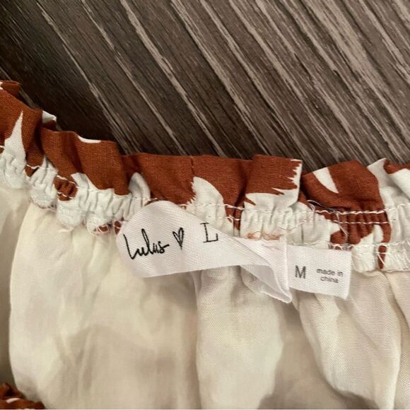 Lulus Lush White and Brown Floral Print Babydoll Dress - Picture 7 of 9